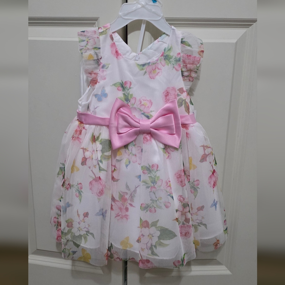 Rare Editions Pink and White Floral Dress